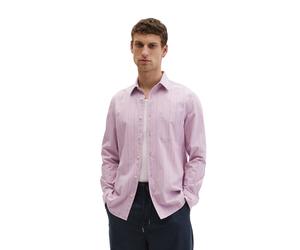 Langarmhemd MARC O'POLO "shaped aus bewegtem Bio-Baumwoll-Popeline", Herren, Gr. XXL, N-Gr, medium lila, Web, Obermaterial: 99% Baumwolle, 1% Elasthan, normal, 2-Knopf-Manschette, Hemden, mit Struktur