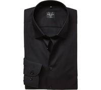 Marvelis Herren Businesshemd Body Fit, extralang, Kent-Kragen, Uni Popeline, 100% Baumwolle, schwarz 68, 38