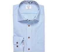 Langarmhemd MARVELIS, Herren, Gr. 39, Verlängerter Arm, blau (rauchblau), Web, Obermaterial: 100% Baumwolle, kontrastfarbene Details, unifarben, tailliert normal, Manschette verstellbar, Hemden, mit N