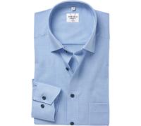 Marvelis Herren Businesshemd Langarm Non-Iron Modern Fit,Karo Blau-Weiß,New Kent, Kragenweite:45