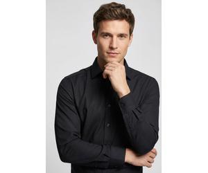 Langarmhemd MARVELIS, Herren, Gr. 47, Extra verlängerter Arm, schwarz, Web, Obermaterial: 100% Baumwolle, 2-Knopf-Manschette, Hemden, modern fit, verlängerter Arm, Businesshemd, New-Kentkragen (778549
