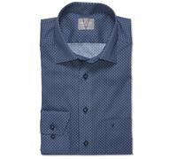 Langarmhemd MARVELIS, Herren, Gr. 48, N-Gr, marine, Web, Obermaterial: 100% Baumwolle, gemustert, comfort fit hüftbedeckend, Rundhals, 2-Knopf-Manschette, Hemden, mit Minimal-Print (10157411-48) marin