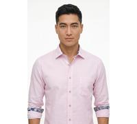 Langarmhemd MARVELIS, Herren, Gr. XL, N-Gr, rosa (hellrose), Web, Obermaterial: 52% Lyocell, 48% Baumwolle, unifarben mit Farbeinsatz, hüftbedeckend, Rundhals, 2-Knopf-Manschette, Hemden, in Leinen-Op
