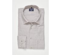 Langarmhemd MARVELIS, Herren, Gr. XL, N-Gr, taupe, Web, Obermaterial: 52% Lyocell, 48% Baumwolle, gestreift, hüftbedeckend, Rundhals, 2-Knopf-Manschette, Hemden Langarmhemd, im Streifen-Look, Business