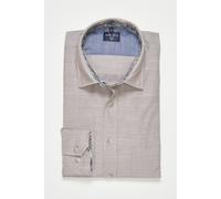 Langarmhemd MARVELIS, Herren, Gr. XL, N-Gr, taupe, Web, Obermaterial: 52% Lyocell, 48% Baumwolle, unifarben mit Farbeinsatz, hüftbedeckend, Rundhals, 2-Knopf-Manschette, Hemden, in Leinen-Optik (57907