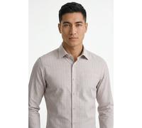 Langarmhemd MARVELIS, Herren, Gr. XXL, N-Gr, beige (taupe), Web, Obermaterial: 52% Lyocell, 48% Baumwolle, gestreift, hüftbedeckend, Rundhals, 2-Knopf-Manschette, Hemden, im Streifen-Look, Businesshem