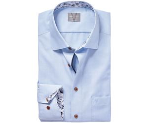 Langarmhemd MARVELIS "Lucky", Herren, Gr. 48, N-Gr, rauchblau, Web, Obermaterial: 100% Baumwolle, comfort fit normal, 2-Knopf-Manschette, Hemden, comfort fit, bügelfrei, Businesshemd (47817536-48) rau