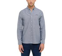 Langarmhemd MUSTANG "Edinburg", Herren, Gr. XXL, N-Gr, blau (schwarz sapphire), Obermaterial: 100% Baumwolle, unifarben, regular fit Po-bedeckend, Manschette, Hemden Langarmhemd, mit Logo Schriftzug (