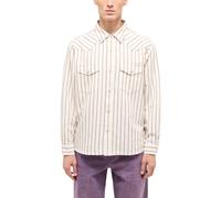 Langarmhemd MUSTANG "Herren Style Branson", Herren, Gr. XL, US-Größen, beige (braun 12898), 70% Baumwolle, 30% Leinen, gestreift, relaxed fit, Hemden (40986060-XL) braun 12898