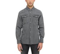 Langarmhemd MUSTANG "Herren Style Duver", Herren, Gr. M, US-Größen, dunkelgrau 300, Popeline, 100% Baumwolle, unifarben, regular fit, Hemden Langarmhemd (56926042-M)