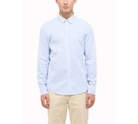 Langarmhemd MUSTANG "Herren Style Rawlins", Damen, Gr. L, US-Größen, blau (blau 12733), Popeline, 55% Leinen, 45% Baumwolle, gestreift, slim fit, Hemden Langarmhemd (44480644-L)