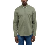 Langarmhemd MUSTANG "Herren Style Rawlins", Herren, Gr. M, US-Größen, grün 6473, Twill, 55% Leinen, 45% Baumwolle, unifarben, slim fit, Hemden (20017165-M) grün 6473