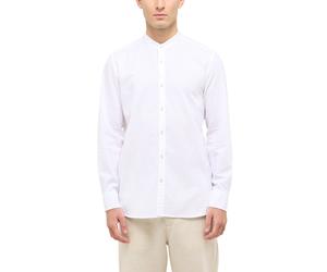 Langarmhemd MUSTANG "Herren Style Yuma", Herren, Gr. M, US-Größen, weiß (weiß 2007), Web, 55% Leinen, 45% Baumwolle, unifarben, regular fit, Hemden Langarmhemd (38476168-M)