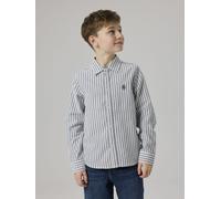 Langarmhemd NAME IT "NKMNEWSA für Jungen mit Knopfleiste und Baumwollkomfort", Jungen, Gr. 122/128, N-Gr, navy blazer stripes:hellweiß, Web, Obermaterial: 100% Baumwolle, gestreift, regular fit normal
