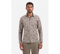Langarmhemd NO EXCESS "No Excess Bedrucktes Hemd Shirt Stretch Allover Printed", Herren, Gr. L, Normalgrößen, dunkelgrau, 98% Baumwolle, 2% Elasthan, regular fit, Hemden (41221111-L) dunkelgrau