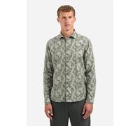 Langarmhemd NO EXCESS "No Excess Bedrucktes T-Shirt Shirt Allover Printed Jacquard", Herren, Gr. XL, Normalgrößen, dunkelgrün, 88% Polyester, 12% Baumwolle, regular fit, Hemden (82329240-XL) dunkelgrü