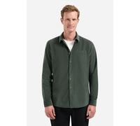 Langarmhemd NO EXCESS "No Excess Cordhemd Shirt Solid Fine Herringbone", Herren, Gr. XL, Normalgrößen, dunkelgrün, 100% Baumwolle, regular fit, Hemden (41639201-XL) dunkelgrün
