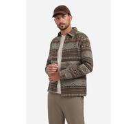 Langarmhemd NO EXCESS "No Excess Jacquard-Overshirt mit Muster", Herren, Gr. XXL, Normalgrößen, taupe, 80% Baumwolle, 20% Polyester, regular fit, Hemden (69384132-XXL) taupe