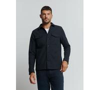 Langarmhemd NO EXCESS "No Excess Melange Überhemd", Herren, Gr. 3XL, Normalgrößen, blau (nachtblau), 80% recycelter Polyester, 10% Viskose, 10% Elasthan, normal, Hemden (15395030-XXXL) nachtblau