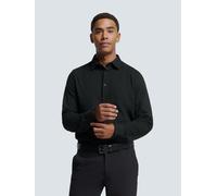 Langarmhemd NO EXCESS "No Excess Piqué-Hemd von Timeless Basics", Herren, Gr. M, Normalgrößen, schwarz, 97% Baumwolle, 3% Elasthan, regular fit, Hemden (22106352-M) schwarz