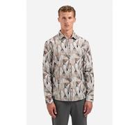 Langarmhemd NO EXCESS "No Excess Stretchhemd mit Print", Herren, Gr. L, Normalgrößen, taupe, 100% Baumwolle, regular fit, Hemden (86359551-L) taupe