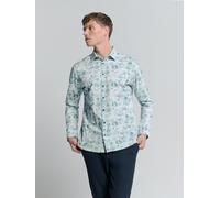 Langarmhemd NO EXCESS "No Excess Stretchhemd mit Print Shirt Stretch Allover Printed", Herren, Gr. 3XL, Normalgrößen, grau (stone), 97% Baumwolle, 3% Elasthan, regular fit, Hemden (28342409-XXXL) ston