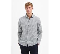 Langarmhemd NO EXCESS "No Excess Stretchhemd mit Print Shirt Stretch Allover Printed", Herren, Gr. M, Normalgrößen, dusty blau, 97% Baumwolle, 3% Elasthan, regular fit, Hemden (58376033-M) dusty blau