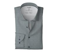 Langarmhemd OLYMP "24/7 - Level 5", Herren, Gr. 39, N-Gr, marine, Jersey, Obermaterial: 92% Baumwolle, 8% Elasthan, gemustert, normal, 2-Knopf-Manschette, Hemden, Body fit, New York Kentkragen, Busine