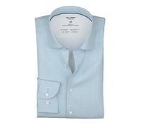 Langarmhemd OLYMP "24/7 - Level 5", Herren, Gr. 42, N-Gr, bleu, Jersey, Obermaterial: 92% Baumwolle, 8% Elasthan, gemustert, normal, 2-Knopf-Manschette, Hemden, Body fit, New York Kentkragen, Business