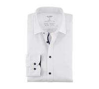 Langarmhemd OLYMP "24/7 - Level 5 - Jersey", Damen, Gr. 45, N-Gr, weiß, Jersey, Obermaterial: 92% Baumwolle, 8% Elasthan, 2-Knopf-Manschette, Hemden Langarmhemd, modisches Blumenmuster in der Innenman