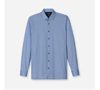 Langarmhemd OLYMP "24/7 - Luxor modern fit", Herren, Gr. 46, N-Gr, blau (marine), Jersey, Obermaterial: 92% Baumwolle, 8% Elasthan, 2-Knopf-Manschette, Hemden, atmungsaktiv, modern fit, New-Kentkragen