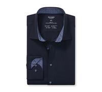 Langarmhemd OLYMP "24/Seven - Level Five", Herren, Gr. 40, N-Gr, blau (marine), Web, Jersey, Obermaterial: 92% Baumwolle, 8% Elasthan, casual, Langarm 2-Knopf-Manschette, Hemden, Jerseyhemd, Businessh