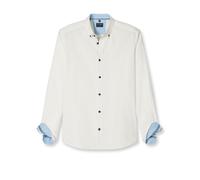 Langarmhemd OLYMP, Herren, Gr. M, N-Gr, weiß, Twill, Obermaterial: 100% Baumwolle, Manschette, Hemden, Regular Fit, Businesshemd, Button-down-Kragen, Feincord (87518955-M) weiß