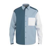 Langarmhemd OLYMP, Herren, Gr. XXL, N-Gr, blau, Web, Obermaterial: 100% Baumwolle, mehrfarbig, regular fit, tiefer Rundhals, 1-Knopf-Manschette mit Schlitz, Hemden, Button-Down-Kragen, Overshirt (6107