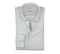 Langarmhemd OLYMP "Level 5", Herren, Gr. 44, N-Gr, weiß, Web, Obermaterial: 100% Baumwolle, gemustert, normal, 2-Knopf-Manschette, Hemden, body fit, Kentkragen, Businesshemd (64058243-44) weiß