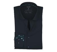 Langarmhemd OLYMP "Level Five 24/Seven", Herren, Gr. 38, N-Gr, marine, Jersey, Obermaterial: 92% Baumwolle, 8% Elasthan, körpernah normal, 2-Knopf-Manschette, Hemden, Businesshemd, body fit, Modern Ke