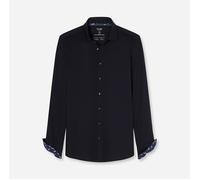 Langarmhemd OLYMP "Level Five 24/Seven", Herren, Gr. 41, N-Gr, marine, Jersey, Obermaterial: 92% Baumwolle, 8% Elasthan, körpernah normal, 2-Knopf-Manschette, Hemden, Businesshemd, body fit, Modern Ke