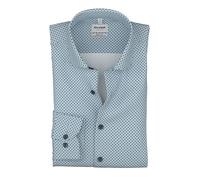 Langarmhemd OLYMP "Level Five 24/Seven", Herren, Gr. 42, N-Gr, bleu, Web, Obermaterial: 64% Baumwolle, 27% Polyester, 9% Elasthan, körpernah normal, 2-Knopf-Manschette, Hemden, Businesshemd, body fit,