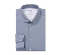 Langarmhemd OLYMP "Level Five 24/Seven", Herren, Gr. 43, N-Gr, blau (marine), Jersey, Obermaterial: 86% Polyamid, 14% Elasthan, normal, 2-Knopf-Manschette, Hemden, Businesshemd, body fit, Modern Kentk