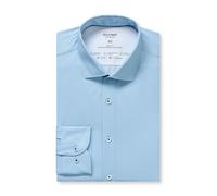 Langarmhemd OLYMP "Level Five 24/Seven", Herren, Gr. 44, N-Gr, bleu, Jersey, Obermaterial: 86% Polyamid, 14% Elasthan, normal, 2-Knopf-Manschette, Hemden, Businesshemd, body fit, Modern Kentkragen, Je