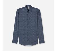 Langarmhemd OLYMP "Level Five", Damen, Gr. 39, Verlängerter Arm, marine, Web, Obermaterial: 97% Baumwolle, 3% Elastolefin, 2-Knopf-Manschette, Hemden, Businesshemd, body fit, Kentkragen, extra langer