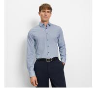 Langarmhemd OLYMP "Level Five", Herren, Gr. 38, N-Gr, bleu, Web, Obermaterial: 64% Baumwolle, 27% Polyester, 9% Elasthan, körpernah normal, 2-Knopf-Manschette, Hemden, Businesshemd, body fit, Modern K