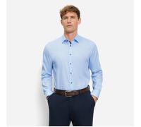 Langarmhemd OLYMP "Level Five", Herren, Gr. 39, N-Gr, blau (bleu), Web, Obermaterial: 97% Baumwolle, 3% Elastolefin, körpernah normal, 2-Knopf-Manschette, Hemden, Businesshemd, body fit, Kentkragen (1