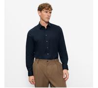 Langarmhemd OLYMP "Level Five", Herren, Gr. 39, N-Gr, blau (marine), Web, Obermaterial: 97% Baumwolle, 3% Elastolefin, körpernah normal, 2-Knopf-Manschette, Hemden, Businesshemd, body fit, Kentkragen 