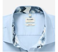 Langarmhemd OLYMP "Level Five", Herren, Gr. 39, N-Gr, blau (ozon), Web, Obermaterial: 97% Baumwolle, 3% Elastolefin, körpernah normal, 2-Knopf-Manschette, Hemden, Businesshemd, body fit, New York Kent