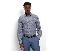 Langarmhemd OLYMP "Level Five", Herren, Gr. 39, N-Gr, marine, Web, Obermaterial: 100% Baumwolle, normal, 2-Knopf-Manschette, Hemden, Businesshemd, body fit, New York Kentkragen, florales Muster (72891