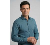Langarmhemd OLYMP "Level Five", Herren, Gr. 40, N-Gr, marine, Web, Obermaterial: 97% Baumwolle, 3% Elastolefin, 2-Knopf-Manschette, Hemden, Businesshemd, boby fit, Kentkragen, gemustert (19964153-40)