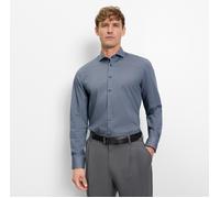 Langarmhemd OLYMP "Level Five", Herren, Gr. 40, N-Gr, marine, Web, Obermaterial: 97% Baumwolle, 3% Elastolefin, figurbetont normal, 2-Knopf-Manschette, Hemden, Businesshemd, body fit, Haifischkragen (