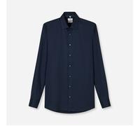 Langarmhemd OLYMP "Level Five", Herren, Gr. 40, N-Gr, marine, Web, Obermaterial: 97% Baumwolle, 3% Elastolefin, normal, 2-Knopf-Manschette, Hemden, Under-Button-down-Kragen, Businesshemd, body fit, fe
