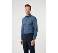 Langarmhemd OLYMP "Level Five", Herren, Gr. 41, N-Gr, blau (marine), Web, Obermaterial: 64% Baumwolle, 27% Polyester, 9% Elasthan, normal, 2-Knopf-Manschette, Hemden, gemustert, body fit, Kentkragen,